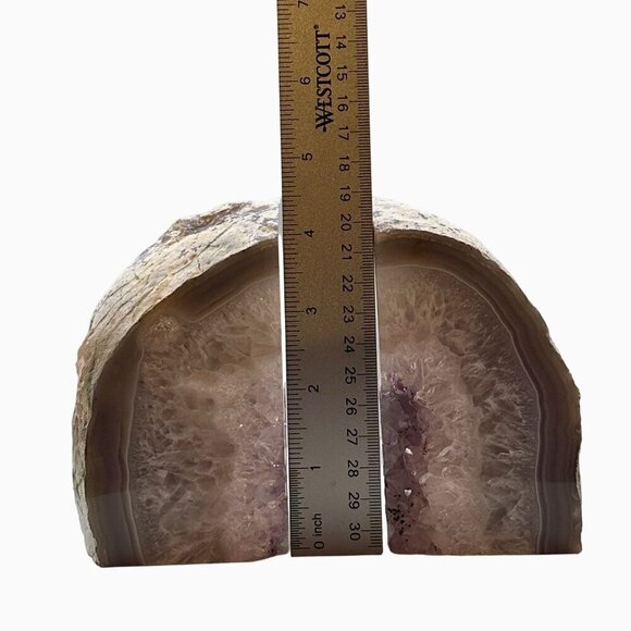Amethyst Center Agate bookends w/ Naturally Heart Shaped Geode Center Stone (FN) - Picture 8 of 10